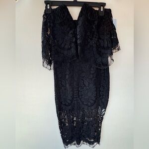 MISSGUIDED lace bandeau frill midi dress